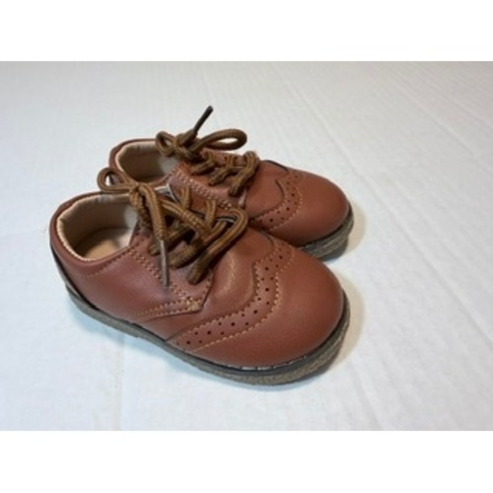 Meckior Toddler Boys Brown Wingtip Oxford Dress Shoes Size 23 Lace Up Brogue